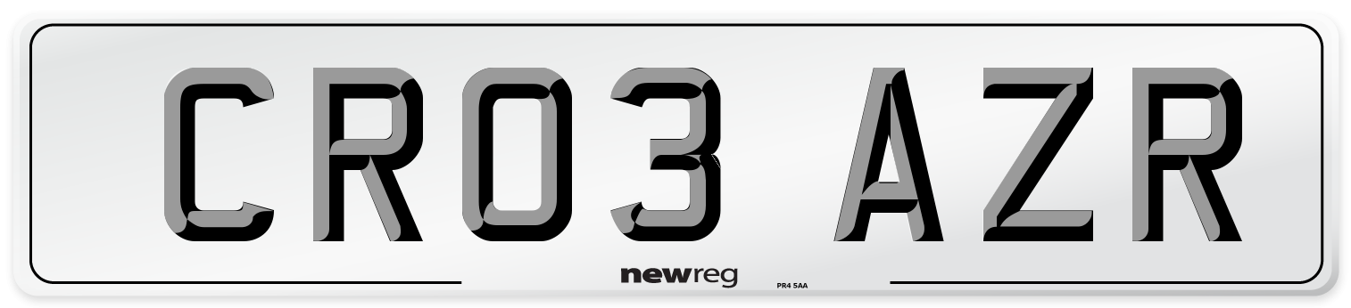 CR03 AZR Number Plate from New Reg